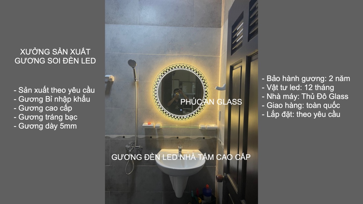 Gương đèn led treo nhà tắm cao cấp