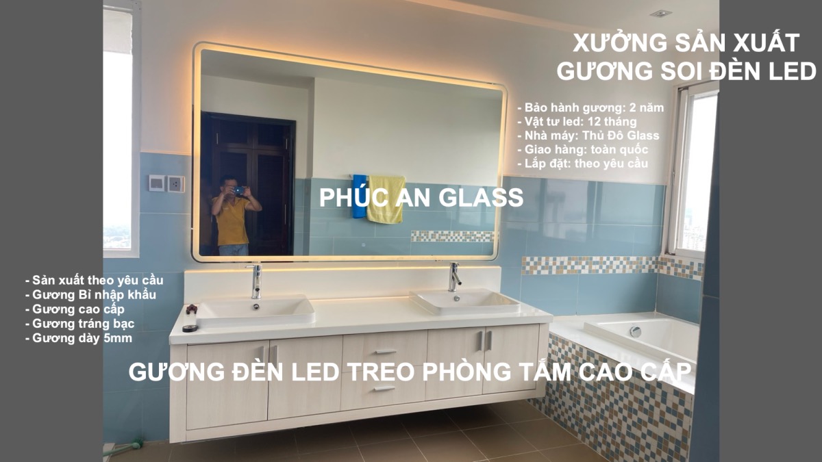 Gương đèn led treo phòng tắm cao cấp đẹp