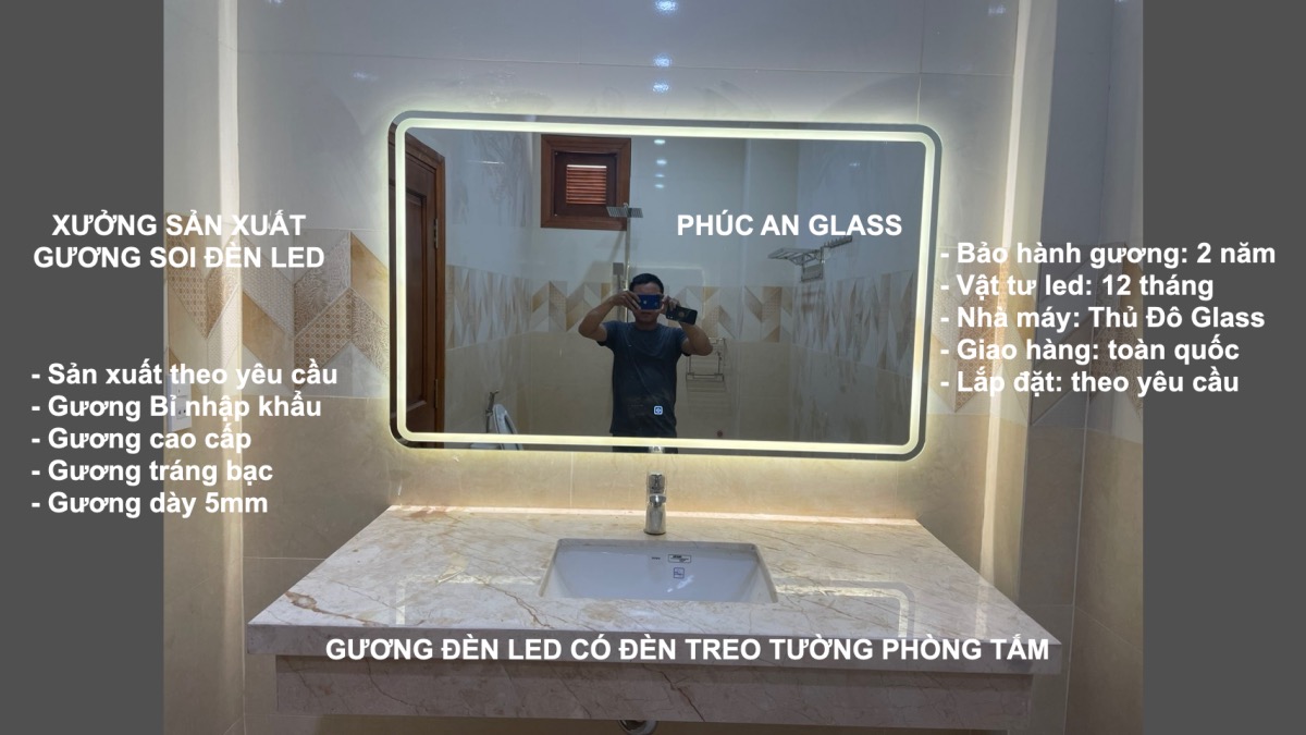 Gương đèn led treo tường phòng tắm cao cấp